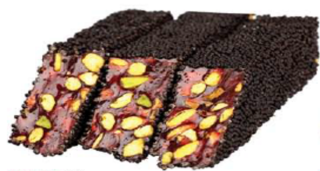 Pomegranate Flavored Pistachio Delight Cut Coated With Bitter Chocolate Granular Balls