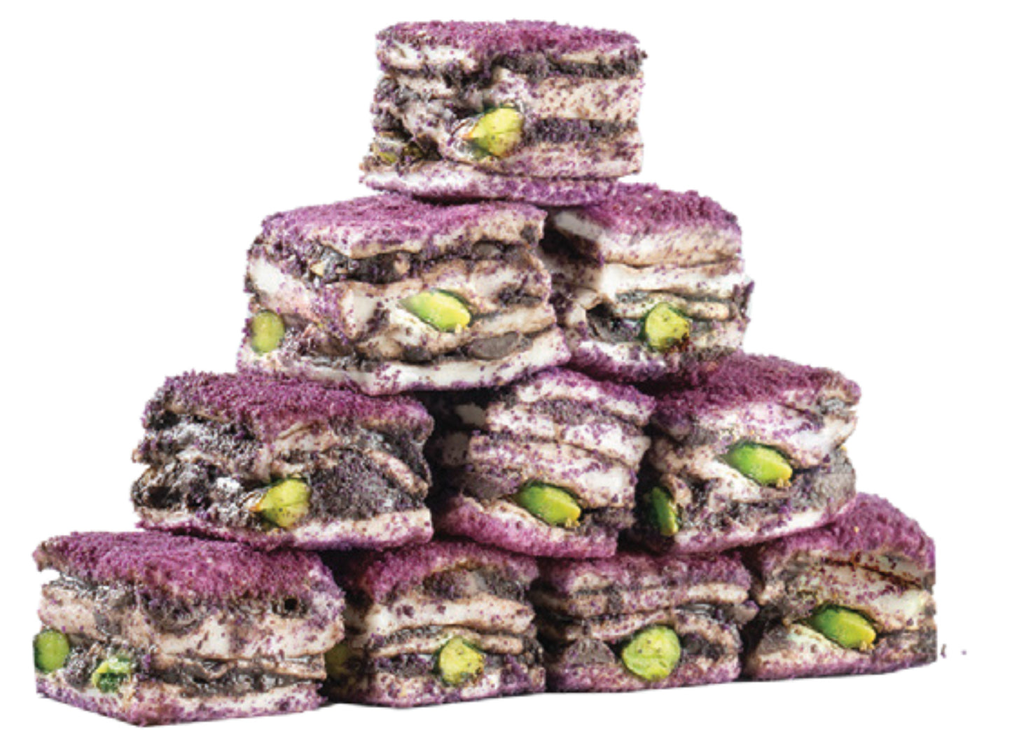 Layer Turkish Delight With Purple Cake And Pistachio