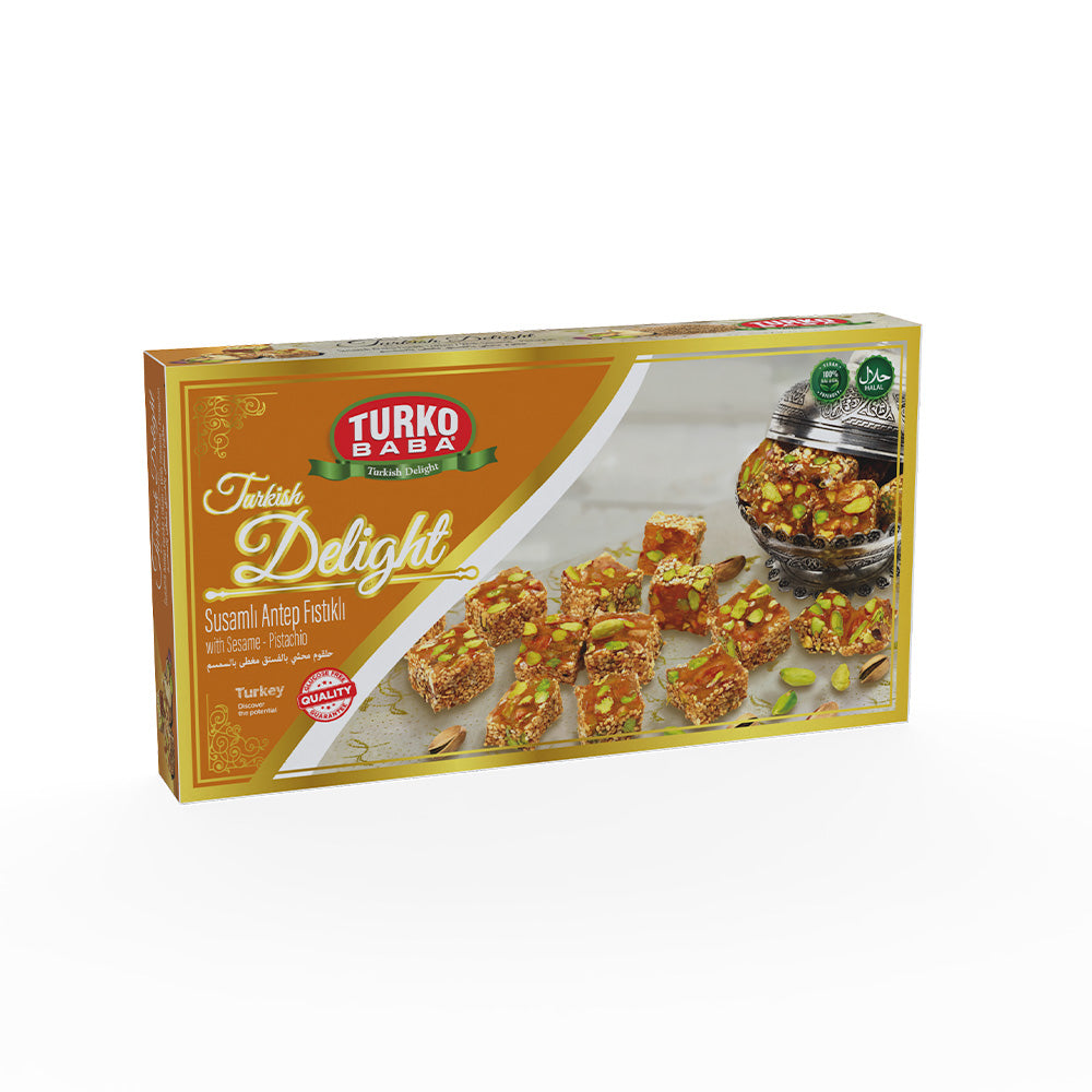 Turkish Delight Pistachio Luxury Sesame Coated Honey Flavour Box 400 Gr