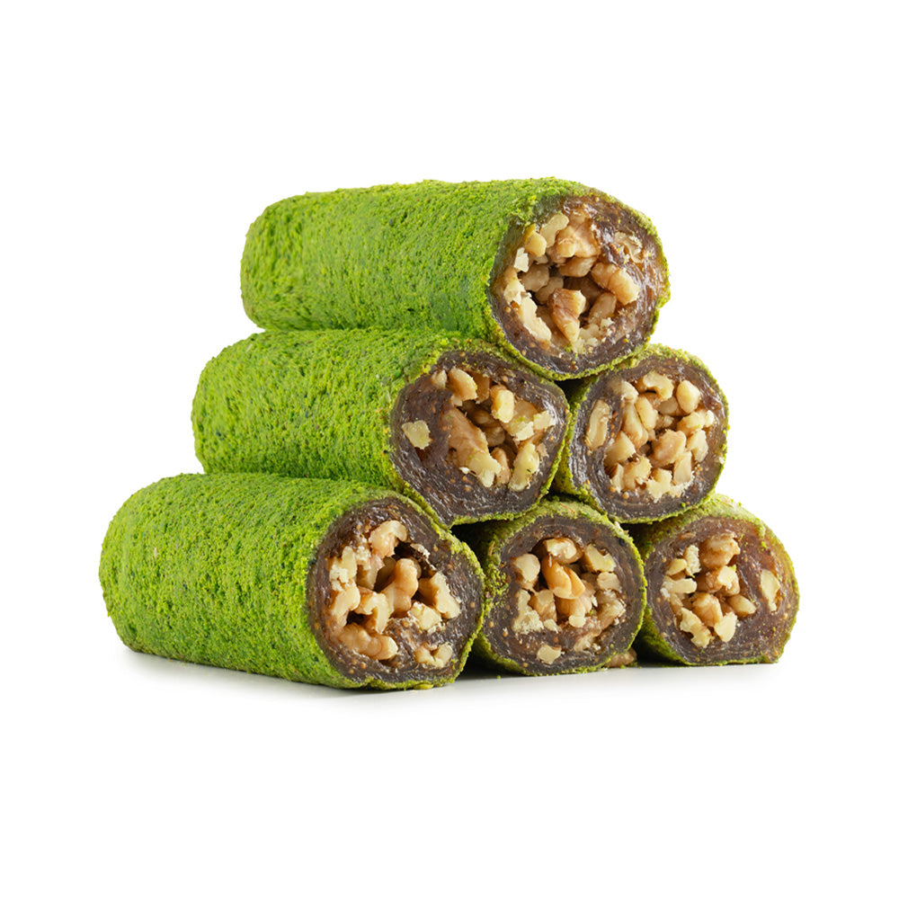 Turkish Delight Roll With Powdered Pistachio & Walnut