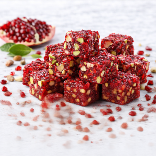Turkish Delight Pomegranate & Pistachio 'Wild Grape Coated Flavour With Turkish Delight Box 400 Gr