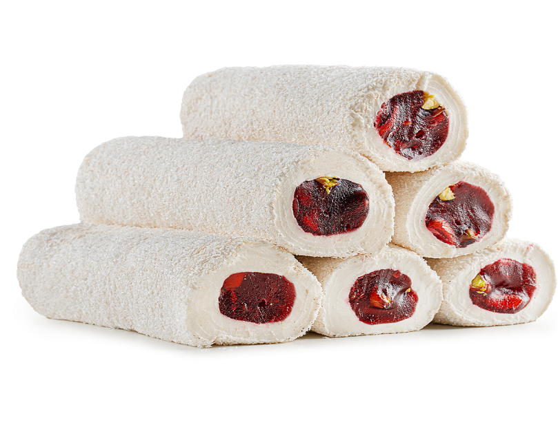 Milk Pomegranate Cut Roll With Coated Coconut