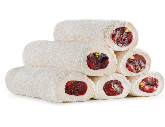 Milk Pomegranate Cut Roll With Coated Coconut