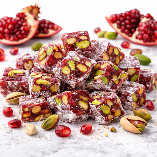 Turkish Delight Pomegranate & Pistachio Flavored Turkish Delight Box 155 Gr