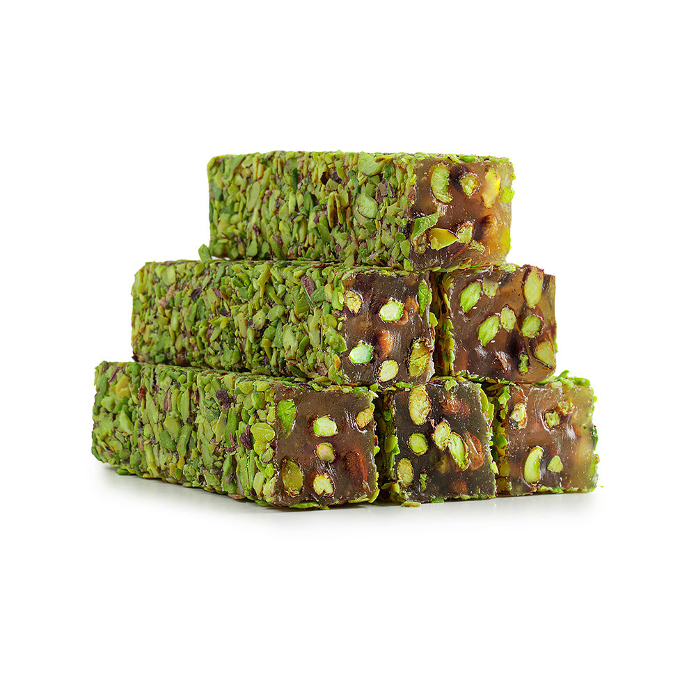 Honey Flavoured Pistachio Delight Cut Coated With Pistachio Fillets