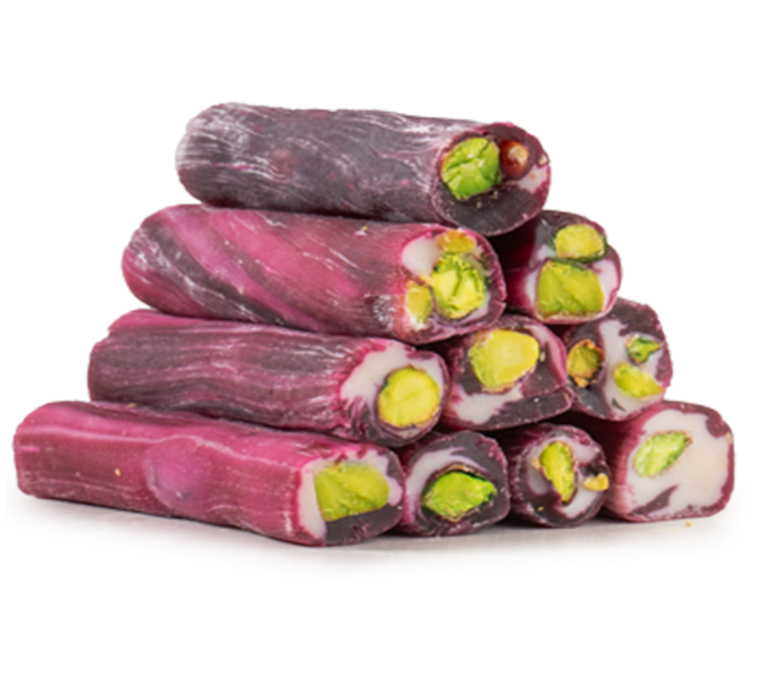 Milk & Pistachio Double Coloured Roll With Black Mulberry Flavored Wrap