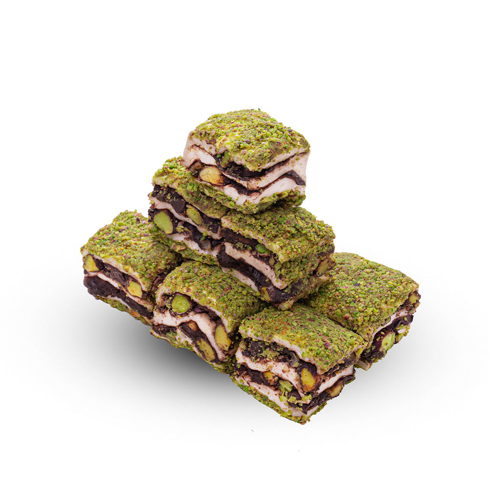 Layered Turkish Delight Powdered Pistachios