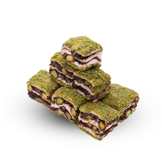 Layered Turkish Delight Powdered Pistachios